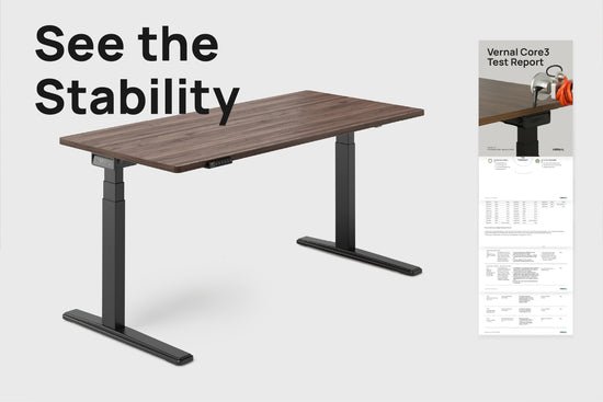 See the Stability: Vernal Core3 Test Report, Released with the New Core3 Standing Desk