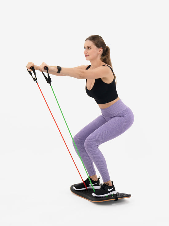 Full body workout with elastic cord