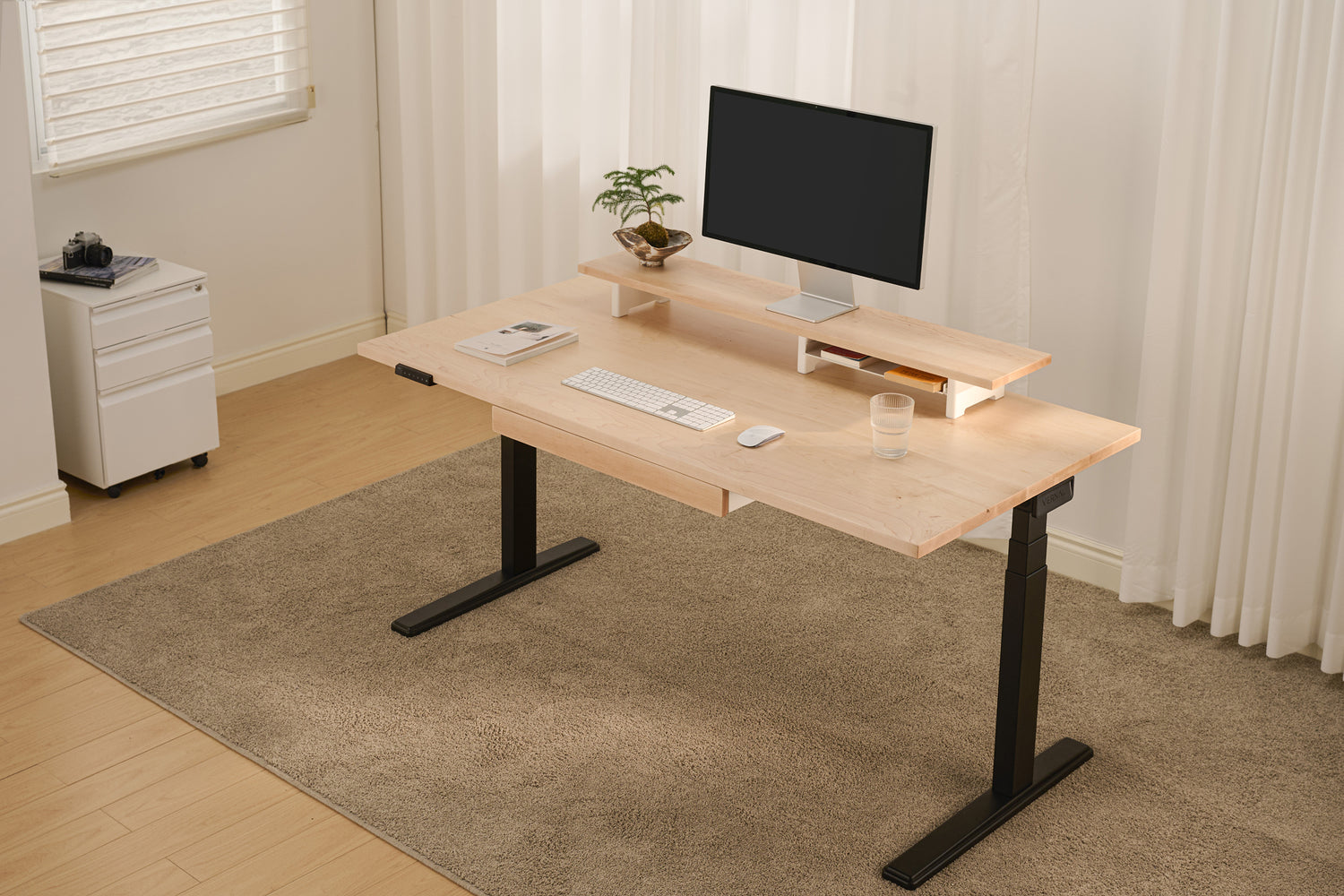 Vernal Core3 Solid Hardwood Standing Desk with Maple Desktop and Black Frame