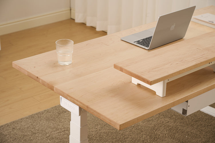 Vernal Core3 Solid Hardwood Standing Desk with Maple Desktop and White Frame-detail