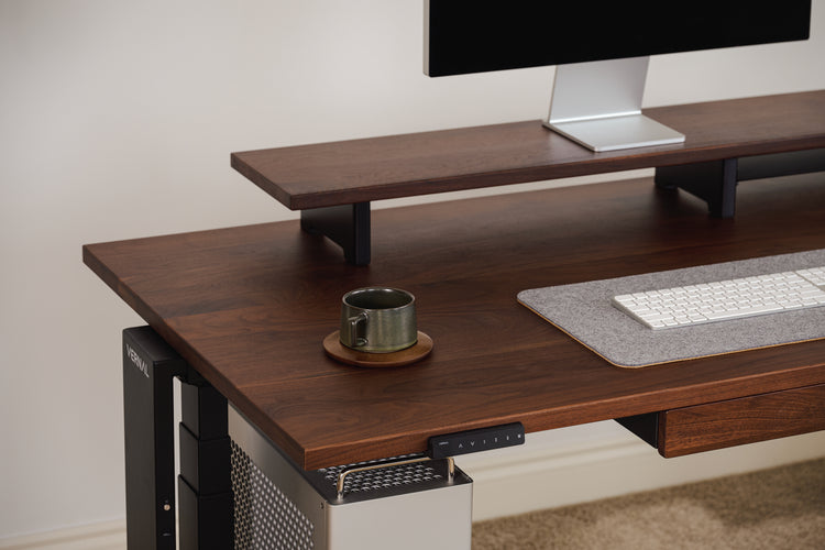 Vernal Core3 Solid Hardwood Standing Desk with Walnut Desktop and Black Frame-detail