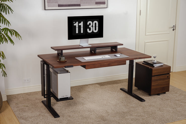 Vernal Core3 Solid Hardwood Standing Desk with Walnut Desktop and Black Frame