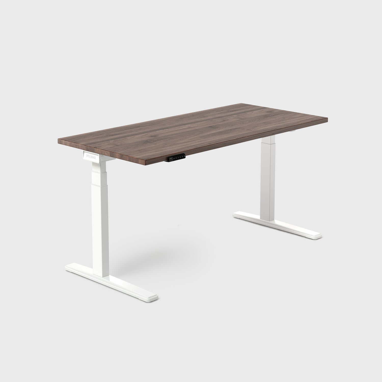 Vernal Core3 Walnut Solid Hardwood Standing Desk with White Frame