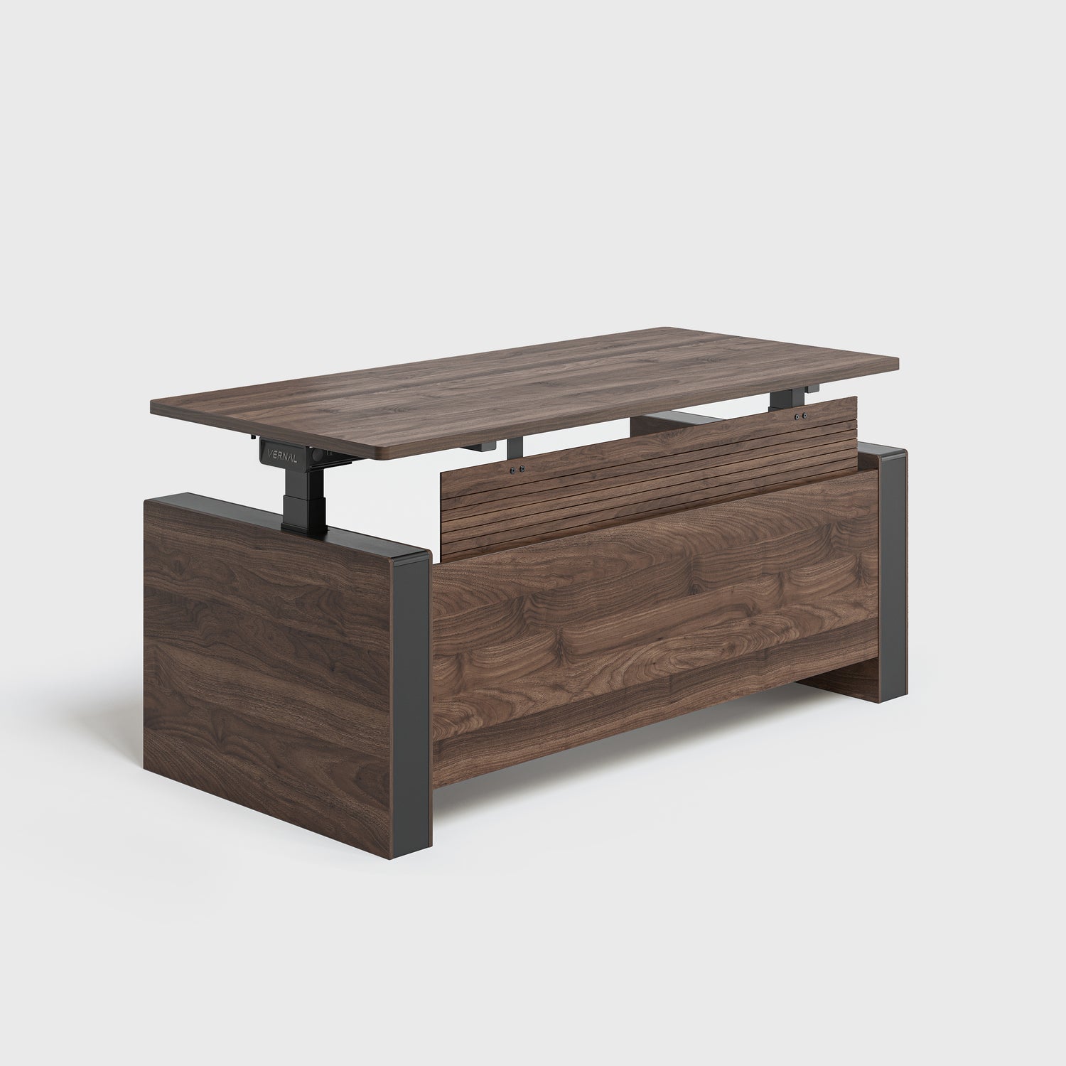 Walnut Vernal Executive Standing Desk-with panel-1