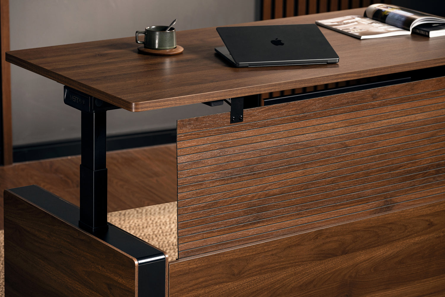 Walnut Vernal Executive Standing Desk-with panel-3