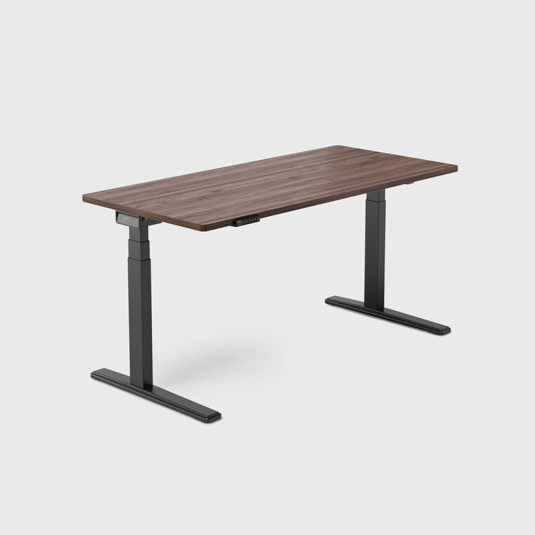 Vernal Core3 walnut standing desk with black frame