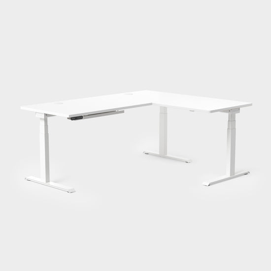 Vernal L-Shaped Standing Desks - White/White